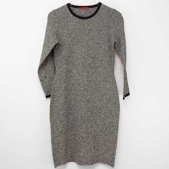 CH Carolina Herrera Dress Jacquard Knit Midi Long Sleeve Black White Size Small - Picture 1 of 6